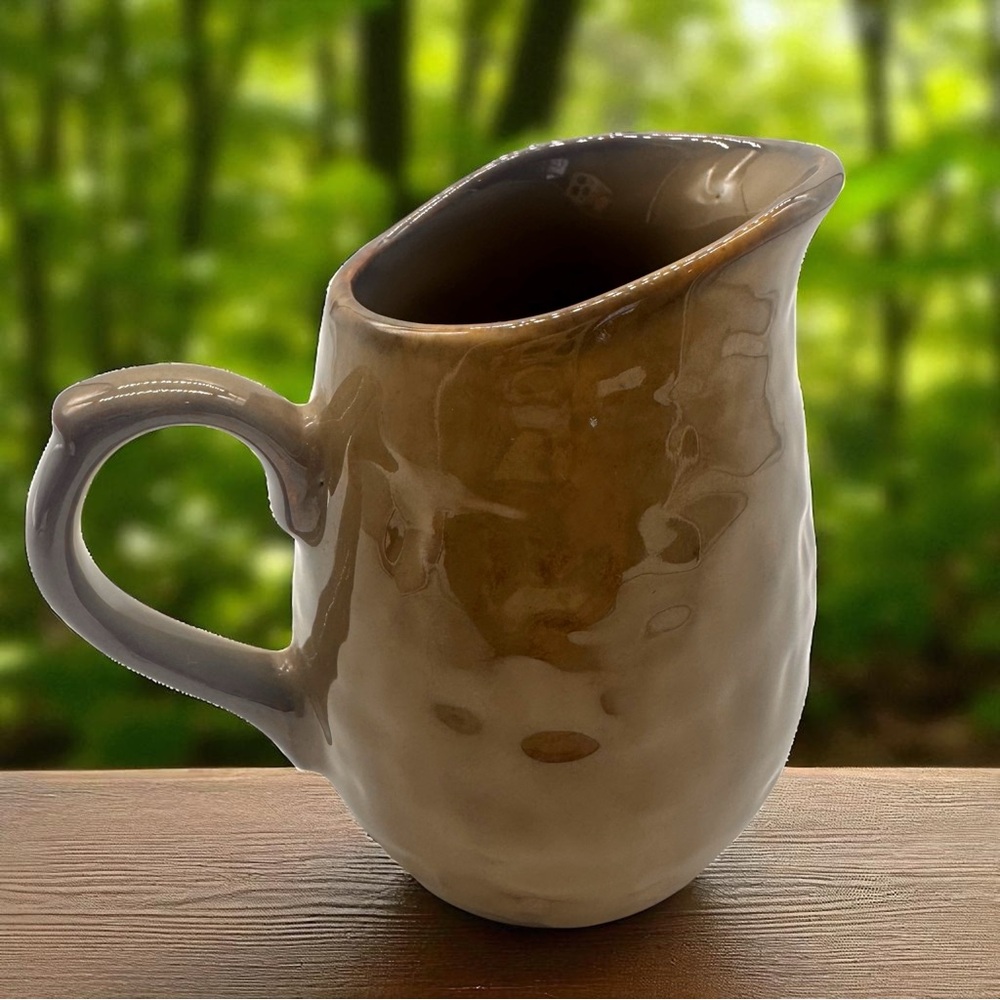 Cravings by Chrissy Teigen Stoneware Creamer Pitcher 8 oz Tan Taupe Glaze Jug